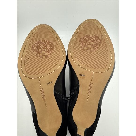 Vince Camuto Vayda Black Leather & Suede Bootie Gold Buckle Zip Size 10 M NWB - Picture 14 of 16